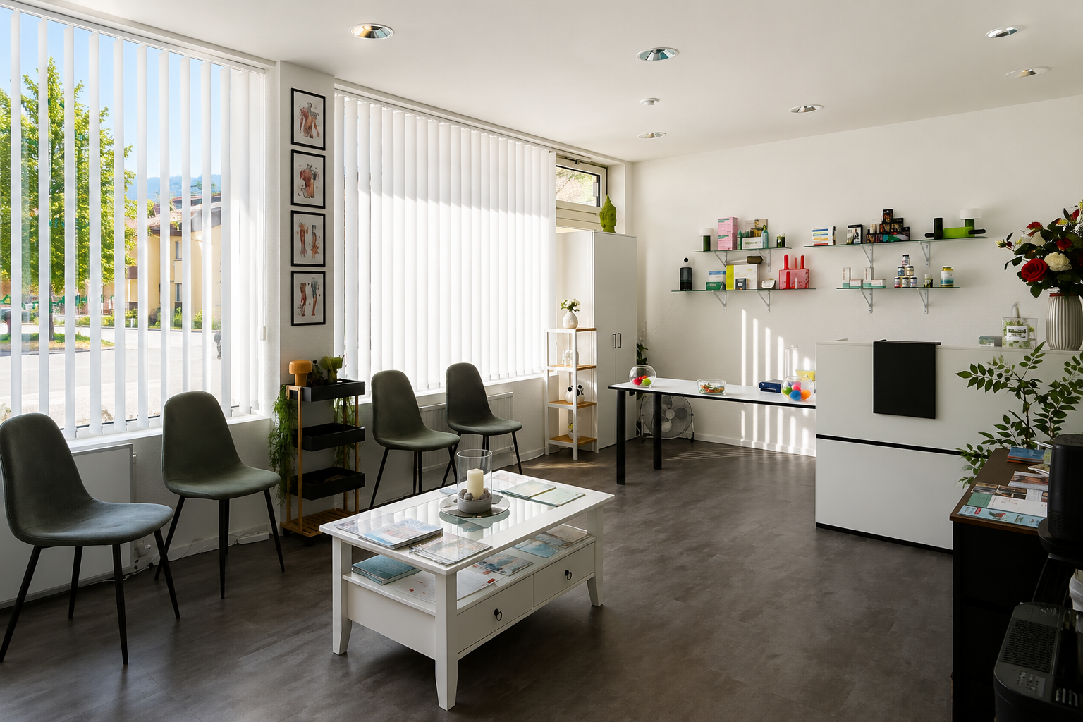 Heller Wartebereich der Physiotherapie-Praxis von Armin Libic in Zell am See